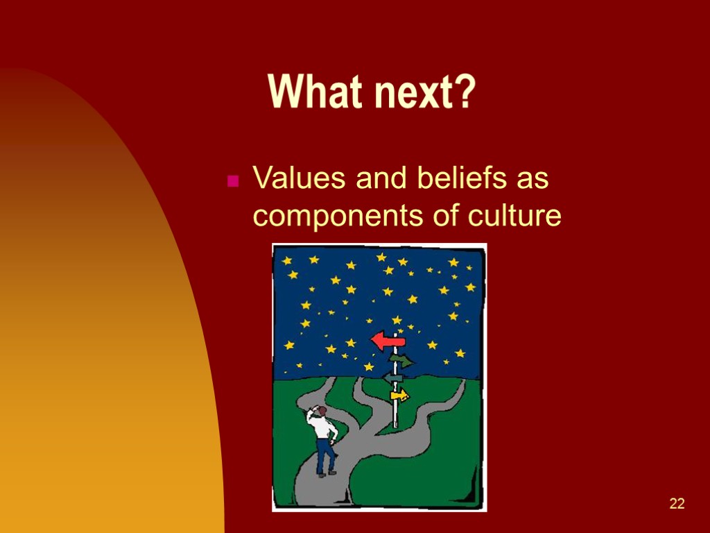 22 What next? Values and beliefs as components of culture